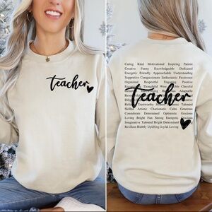 Teacher Graphic Beige Sweater